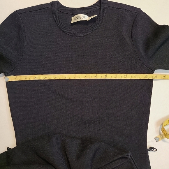 Eliza J Midi Dress Small Black 3/4 Sleeve Sweater Knit A Line Pullover Crewneck - Picture 12 of 13